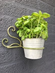 Bloempot hanger metaal green met zinken pot.